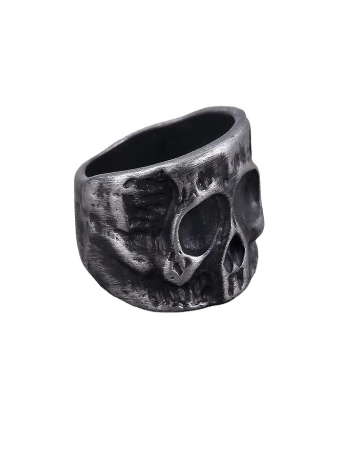 FORUBUS Skull Head Ring, Punk Skeleton Head Ring for Egirl Eboy, Gothic Statement Ring for Halloween Costume13 - Image 1